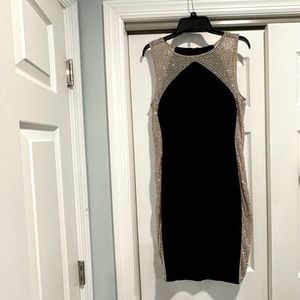Black beaded evening dress
